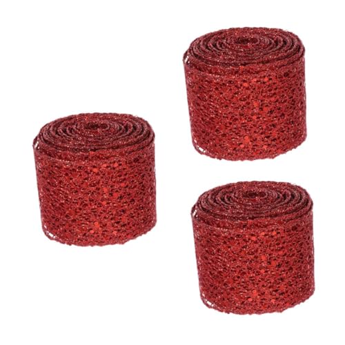 Healeved 3 Rollen Bogenband Band Verdrahtet Feiertagsband Mit Draht Kleidung Spitzenband Party-requisite Drahtband Selber Machen Bänder Zum Basteln Band Für Blumenstrauß Rot Polyester von Healeved