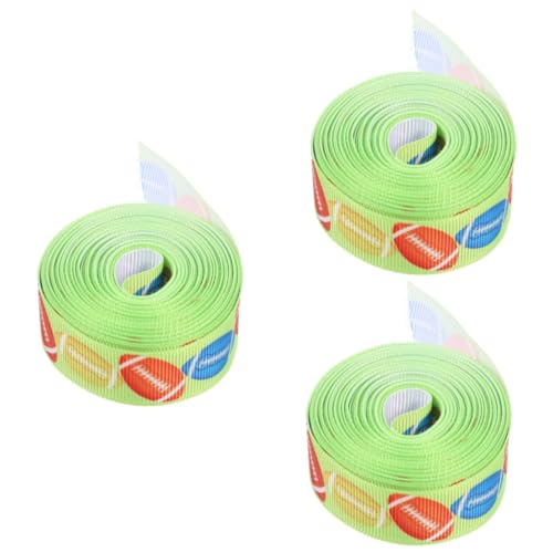 Healeved 3 Rollen Geripptes Band mit Kugeldruck Fußballband Dekoratives Band Haarschleife Band Scrapbooking-Band tortendeko einschulung hochzeitsgeschenk basteln verpackungsband Banddekor von Healeved