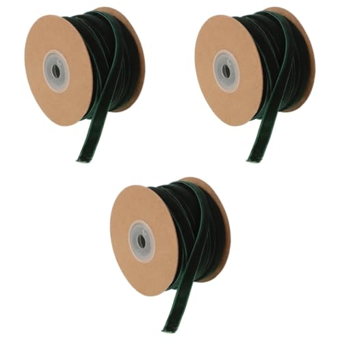 Healeved 3 Rollen Samtgewebe Veloursband Samtschnur Filzband Dünnes Samtband Samtbänder Multifunktionsbänder Elegante Bänder Dekoratives Band Seidensamtband Wickelband Klettband Dark Green von Healeved