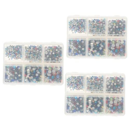 Healeved 3 Sätze Flache Strass-Accessoires false nails fake nails manikür set Heimdekoration strass nagelhandwerk schwarze Nägel Strass Maniküre-Charme Kristall-Strasssteine Glas Colorful von Healeved