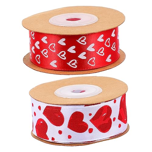 Healeved 3 Sätze Herz-blumenstrauß-band Bänder Grünes Band Sackleinen Floristenband Doppelt Babyband Verpackung Samtband Hochzeitsdekorationen Schrägband Rotes Band Polyester 2 Rollen * 3 von Healeved