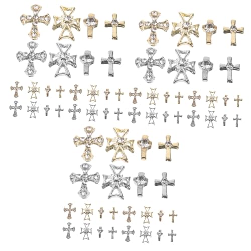 Healeved 3 Sätze Maniküre Nagel Dekoration Schmuck Kreuz Nail-art-dekorationen Nagelkunstperlen Gothic-nagelanhänger Anhänger Für Nägel Strasssteine Nagelschmuck Legierung 80 Stück * 3 von Healeved