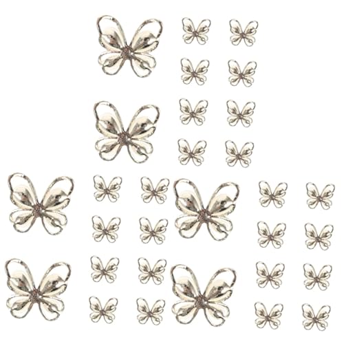 Healeved 3 Sätze Nagel-schmetterlings-ornamente Nail-art-patch Nail Beauty Selbstklebende 3d-nagelspitzen Nagelpflaster Diy-nagel Nagel Charme Nageldekor Legierung Golden 10 Stück * 3 von Healeved