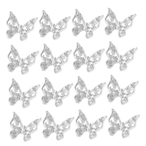 Healeved 30st Nagelverzierungen Aus Metall Nagelkunst Aus Metall 3d-schmetterlings-nageljuwelen Nagelanhänger Mit Tiermotiv Nageldekor Aus Metall Schleifen Nagel Charms Silver Legierung von Healeved