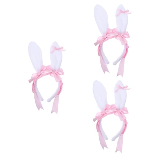 Healeved 3st Plüsch-hasenohr-stirnband Haarschmuck Für Den Abschlussball Osterhasen-stirnband Schleife Kopfschmuck Hasenohren-haarband Haarband Zum Waschen Des Gesichts Plüschstoffe Rosa von Healeved