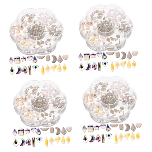 Healeved 4 Boxen Nagel Strasssteine Nail Art Charms Nagel Charms Für Künstliche Nägel Nagel Charms Für Acrylnägel Nageldekor Acryl Nagel Charms Maniküre Ornamente Nagel Edelsteine von Healeved