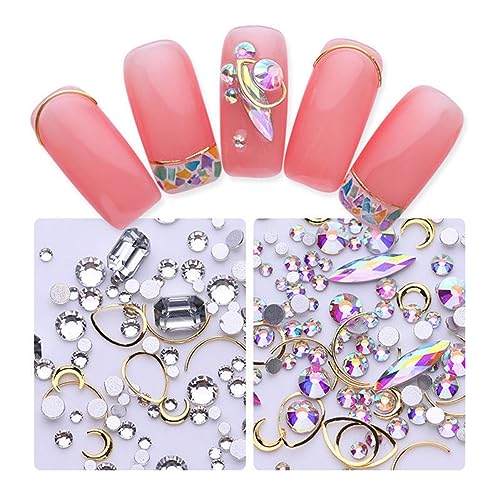 Healeved 4 Kisten Nagelaufkleber nagelsteine gelnägel nail decoration nail art charms kunstnägel set Nageldekorationen Nagelabziehbilder Nagelkunstdekoration mit Strasssteinen Nagelbolzen von Healeved