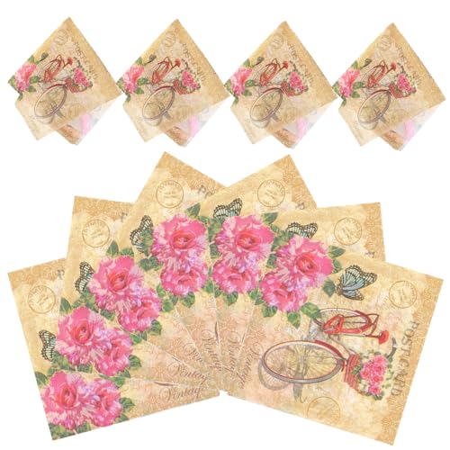 Healeved 40 Blatt Seidenpapier Dekorative Servietten Blumenservietten Hochzeitsserviettendekoration Kreative Partyservietten Mittagessenservietten Hochzeitstischdekoration von Healeved