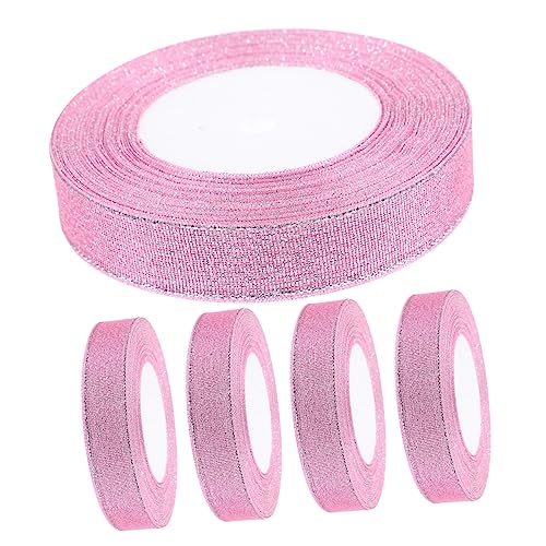 Healeved 5 Rollen Farbiges Zwiebelband Band Für Geschenkband Glitzernde Bänder Hochzeitstortendekorationen Dekoratives Band Blumensträuße Band Zum Verpacken Rosa Polyester von Healeved