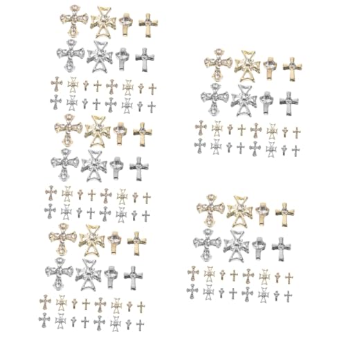 Healeved 5 Sätze Maniküre Nagel Dekoration Schmuck Kreuz Charms Für Nagelzubehör Strass Trimmen Nail Decoration Nagelbeißer Stop Nägel Zubehör Schmuckperlen Nagelkunst- 80 Stück * 5 von Healeved