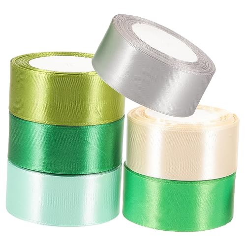 Healeved 6 Rollen Bänder Band für Blumenstrauß grüne Luftschlangen Hochzeitsstraußband beiges seidenband ribbon kopfschmuckband selber machen dekoratives Verpackungsband Polyester von Healeved