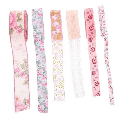 Healeved 6 Rollen Blumenband Geschenkband Banddekor Blumenverpackungsbänder Wickelband Bastelbänder Basteln Verpackungsband Elegante Bänder Blumenverpackungsband Dekoratives Band Polyester von Healeved