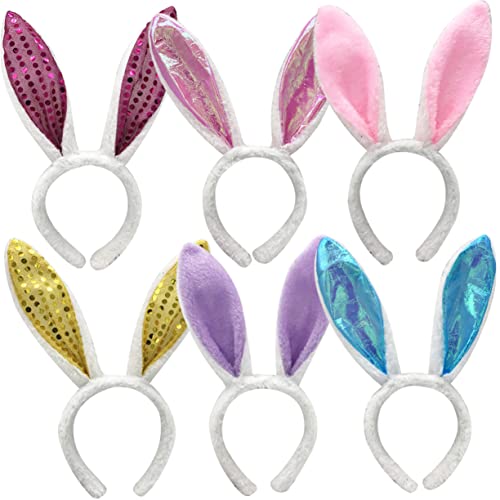 Healeved 6St Hasenohr Stirnband Perücken -Make-up-Set für Mädchen Gesicht Haarknoten Plüschhase hasenkostüme bunny costume Häschen-Stirnbänder Kopfbedeckung für Frauen Plüschstoffe von Healeved