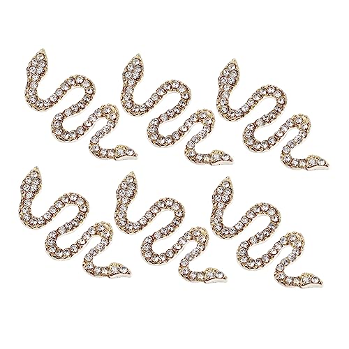 Healeved 6St Schlange Nail Art Schmuck Nagelkunst-Anhänger Maniküre-Charme nail art set kunstnägel set nagelschellen Zubehör für Nagelstudios Nagelverzierung aus Strass Zinklegierung Golden von Healeved