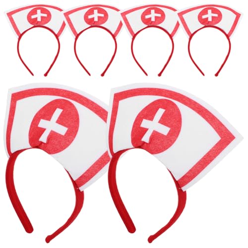 Healeved Krankenschwester-Hut-Stirnband 6 Stück Halloween-Krankenschwester-Stirnband Mit Kreuz Rollenspiel-Party-Kostüm-Requisite Halloween-Party Kostüm Cosplay Haarschmuck von Healeved