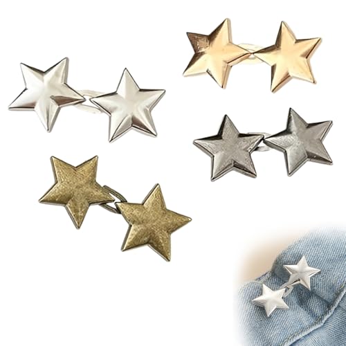 Healife 4 Sets Einstellbare Stern Knöpfe - Hosenbund Enger Machen Ohne Nähen - Wiederverwendbar - Pentagramm Hosen Enger Machen Clip Buttons Knöpfe Hosen Enger Machen Für Hosen und Kleid von Healife