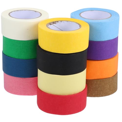 Healifty 1 Satz Buntes Malerband Etikettenband Farbiges Klebeband Dekorationsband Verpackungsband Zeichenband Dekorative Bänder Für Sammelalben Süßes Band Washi-tape Papier 12 Rollen von Healifty