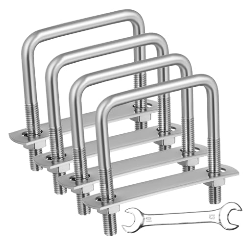 Healifty 1 Satz Schraubenschlüsselsatz Vierkantschrauben U Bolzenklemme U-bolzen U Schrauben Industriebedarf Quadratische U-klemme U Klemmen Robuster U-bügel Rostfreier Stahl Silver 4 Stück von Healifty