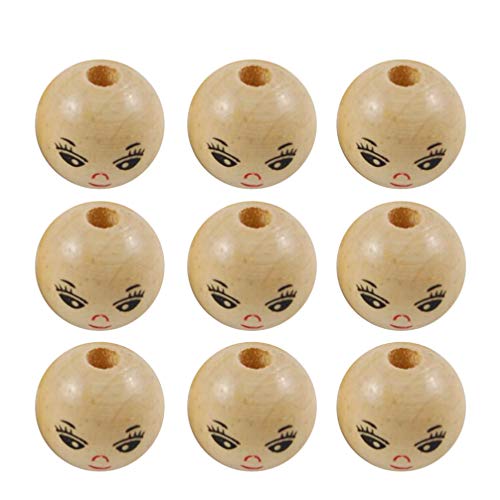 Healifty 100 stücke lächeln Gesicht holzperle kreative runde perlen Charme DIY Handwerk perlen für Kinder schmuck Machen zubehör (14mm) von Healifty