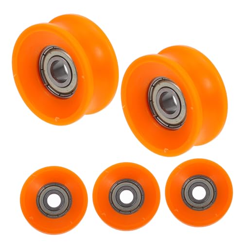 Healifty 5 Stk Rolle Rolllager Rolltor-Riemenscheibe Möbelbeschläge Schienenlager Rad Räder für Schiebetüren Hardware für Küchenschränke tragende Riemenscheibe Türriemenscheibe Nylon Orange von Healifty