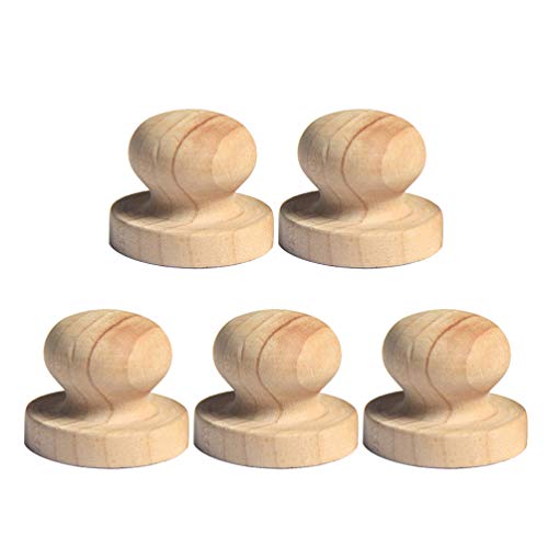 Healifty 5 Stück 5 cm Stempel aus Holz, runder Griff, DIY-Stempel, Schubladengriffe und Knöpfe, Holzknöpfe für Scrapbooking, Bastelarbeiten, Karten, Tagebücher von Healifty