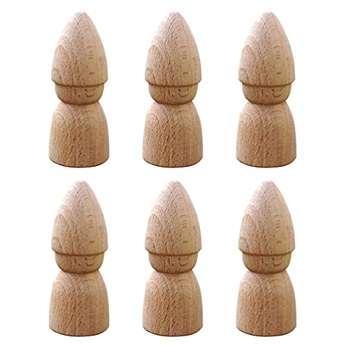 Healifty 6 unlackierte Holzfiguren aus Holz, Zwerg-Puppe, unlackierte Holzpuppen, Bastelarbeiten, Schreibtisch-Ornamente, Spielzeug für Kinder, DIY-Projekt Malerei (beige) von Healifty