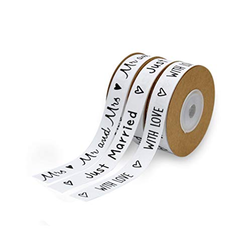 Healifty Baumwollband mit der Aufschrift „Just Married Mr and Mrs“, Hochzeitseinladungen, Geschenkverpackung, für Hochzeit, Party, Dekoration, Basteln von Healifty