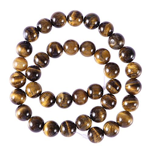 Healifty Tigerauge Stein Perlen Natürliche Edelstein Runde Kugel für DIY Schmuck 12mm 32 Stück von Healifty