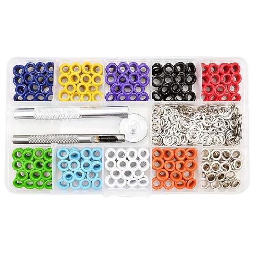 400 Stück 5 mm Metallösen Sets, 10 Farben, Ösenstanzer Set, Metallösen Tüllen Sets für die Reparatur von Leder/Kleidung/Vorhängen von Heallege