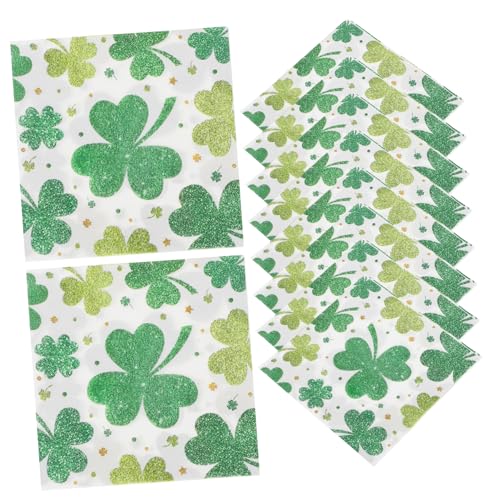 20 Stück Partyservietten Grünes Seidenpapier Abendessenservietten St Patricks Partyservietten Themenbezogene Partyservietten Irische Dessertservietten Papierhandtücher Healvian von Healvian