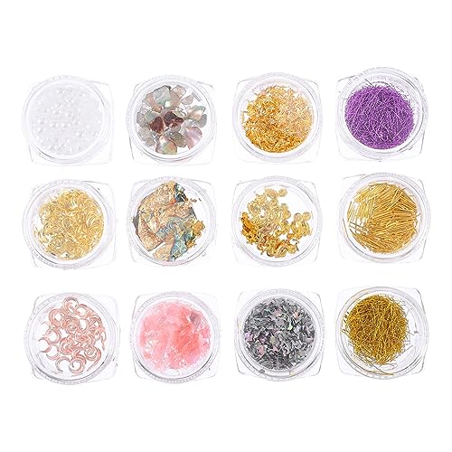 Healvian 1 Box Nail Art Zubehör Dekoration Nageldekor DIY Nagelornamente Nail Art Ornamente Nägel Dekore Nail Art Zubehör Maniküre Charm Dekorativer Nagel Charm Goldfolie Bunt von Healvian