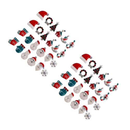 Healvian 2 Kisten Nail-Art-Zubehör Weihnachtscharme für Nägel Weihnachtsnagelrhinestones weihnachtsbaum weihnachtsnägel weihnachtsmotiv Nagel Charms Weihnachtsanhänger für Socken Legierung von Healvian