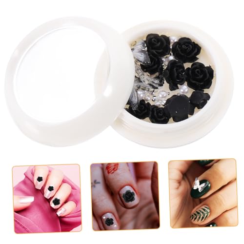 Healvian 2 Sets Schleife Nailart Dekoration Rose Gemischt Flache Unterseite Nailart Diamanten Charms Nailart Lack Abziehbilder Tips Secrets Künstliche Nägel Pressnägel Glitzer Set von Healvian