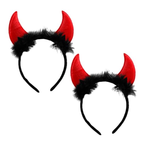 Healvian 2 Stück Leuchtende Teufelshörner-Stirnband Led-Fuzzy-Hörner-Haarband Süßer Beleuchteter Haarreifen Teufelskostüm Kostüm Cosplay Haarschmuck Für Halloween-Party von Healvian