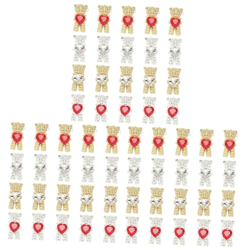 Healvian 3 Sätze Nagel Mit Flatback-strasssteinen Tragen Strasssteine ​​für Nägel Goldene Nagelflocken Herzform Nail Decoration Bär Nageldekor Nail Art Ornamente Selber Machen 20 Stück * 3 von Healvian