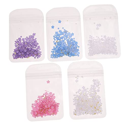 Healvian 5 Packungen Blüten blätter Nagels chmuck Nagelschmuck Blumen Folie Nagel Wraps Reize Nagelstreifen nail decoration nail charms Nagelkunst-Anhänger Nagelblumen-Anhänger Stahlkugel von Healvian