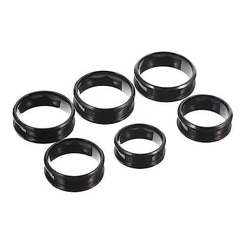 Healvian 6 Stück Edelstahl -Dekorationsring Rohlinge für die Schmuckherstellung leer Schlüssel Hochzeit Schmucklücken geriffelter Ringrohlinge Stahlring Rostfreier Schwarz Healvian 6 Stück Edelstahl -Dekorationsring Rohlinge für die Schmuckherstellung leer Schlüssel Hochzeit Schmucklücken geriffelter Ringrohlinge Stahlring Rostfreier Schwarz von Healvian