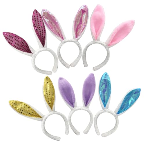 Healvian 6St Hasenohr Stirnband hasenkostüme bunny costume Hasenohren Kopfschmuck Plüsch Haarreif Schmatzer Kuschelhasen für Mädchen frauen stirnband frauen kopfschmuck Plüschstoffe von Healvian