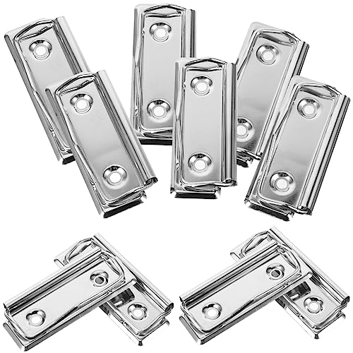 Healvian 10 Stück Klemmbrett Klemme Clip Verschluss Metall Flacher Metallklammer Binder Clipboard Clips Montierbare Metall-Ersatz-Klemmbrett-Clips Hobelbrett-Klemmen Büro-Schreibtafel-Clips von Healvian