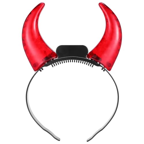 Healvian Luminous Devil Headband Led Haarreif Teufelshörner Blinkendes Licht Ochsenhorn-Haarband Neuartiger Dämonen-Haarreifen Leuchtender von Healvian