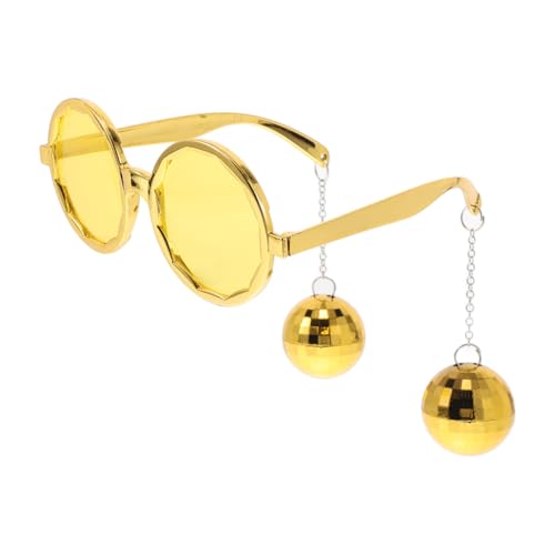 Healvian Partybrille Lustige Brille Für Erwachsene Party-sonnenbrille Lustige Sonnenbrille Discokugel-zubehör Für Damen Junggesellenabschiedszubehör Lustig Disco-ball-brille Plastik Golden von Healvian