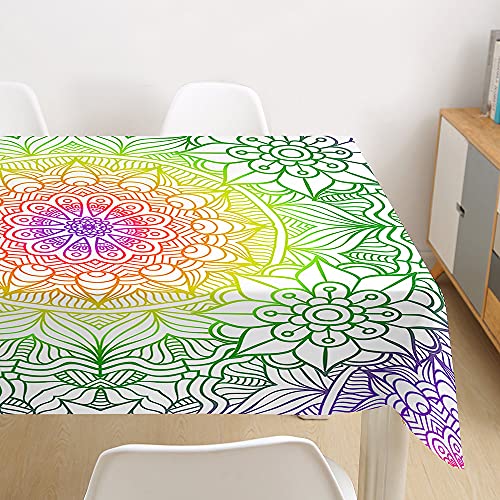 Hearda Mandala Tischdecke Abwaschbar Wasserdicht Abwischbar, 3D Digitales Drucken Rechteckige Tischdecken Eckig Tischwäsche für Home Küche Garten Esstisch Dekoration (Gelb,140x180cm) von Hearda