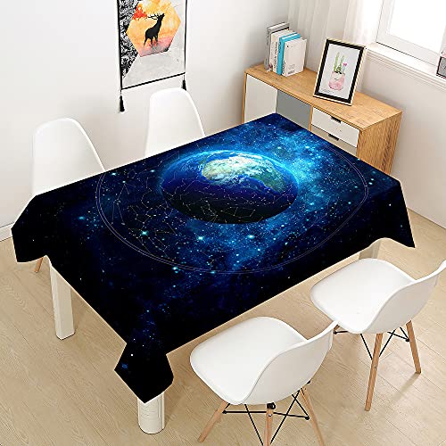 Hearda Tischdecke Abwaschbar Rechteckig, 3D-Astronomie-Druck Polyester Tischdecken Wasserdicht Pflegeleicht Tischtuch für Küche Party Outdoor Garten Restaurant (Blaue Erde,100x140cm) von Hearda