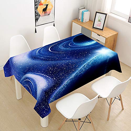 Hearda Tischdecke Abwaschbar Rechteckig, 3D-Astronomie-Druck Polyester Tischdecken Wasserdicht Pflegeleicht Tischtuch für Küche Party Outdoor Garten Restaurant (Blauer Planet,100x100cm) von Hearda