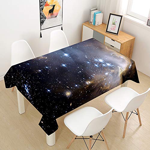 Hearda Tischdecke Abwaschbar Rechteckig, 3D-Astronomie-Druck Polyester Tischdecken Wasserdicht Pflegeleicht Tischtuch für Küche Party Outdoor Garten Restaurant (Universum Sternenhimmel,100x140cm) von Hearda