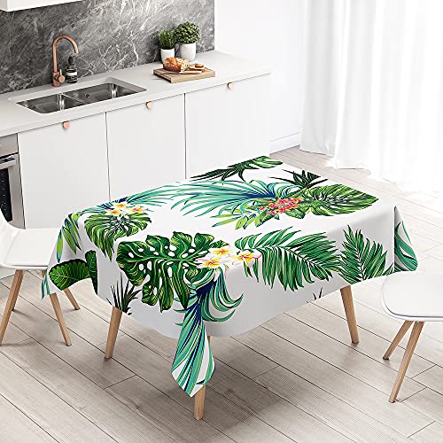 Hearda Tischdecke Abwaschbar Rechteckig, 3D-Blattdruck Polyester Tischdecken Wasserdicht Pflegeleicht Tischtuch für Küche Party Outdoor Garten Restaurant (Frangipani,150x150cm) von Hearda