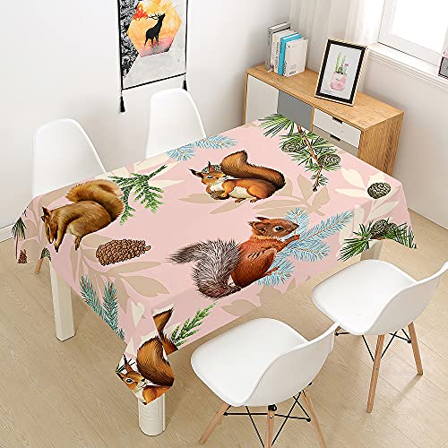 Hearda Tischdecke Abwaschbar Rechteckig, 3D Eichhörnchen Tierdruck Polyester Tischdecken Wasserdicht Pflegeleicht Tischtuch für Küche Party Outdoor Garten Restaurant (Eichhörnchen,60x60cm) von Hearda