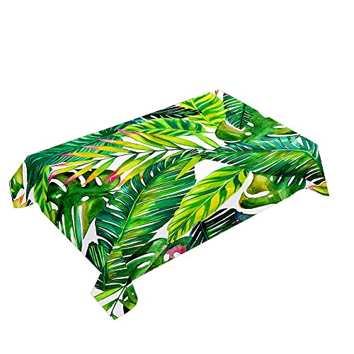 Hearda Tischdecke Abwaschbar Rechteckig, 3D Grünes Blatt Drucken Polyester Tischdecken Wasserdicht Pflegeleicht Tischtuch für Küche Party Bar Restaurant (100x140cm,Zartes Grün) von Hearda