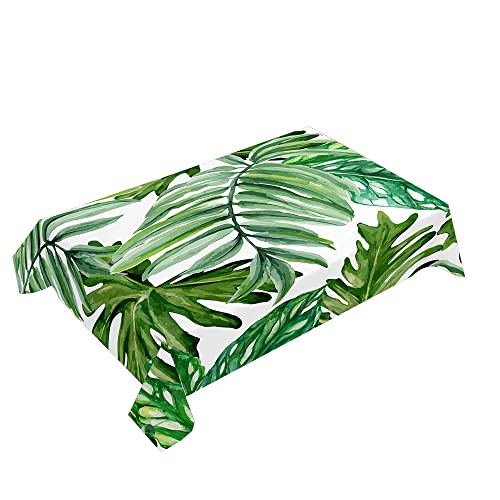 Hearda Tischdecke Abwaschbar Rechteckig, 3D Grünes Blatt Drucken Polyester Tischdecken Wasserdicht Pflegeleicht Tischtuch für Küche Party Bar Restaurant (90x90cm,Grüner Farn) von Hearda