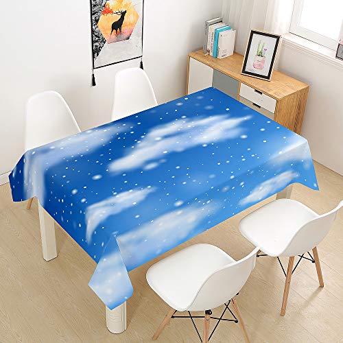 Hearda Tischdecke Abwaschbar Rechteckig, 3D Himmel Bedruckte Polyester Tischdecken Wasserdicht Pflegeleicht Tischtuch für Küche Party Outdoor Garten -Nicht-Wachstuch (Schneetag,60x60cm) von Hearda